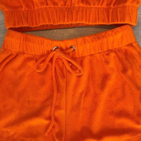 Elan Two piece Terry Short set, rolled cuff sleeve with drawstring shorts. - Picture 6 of 11